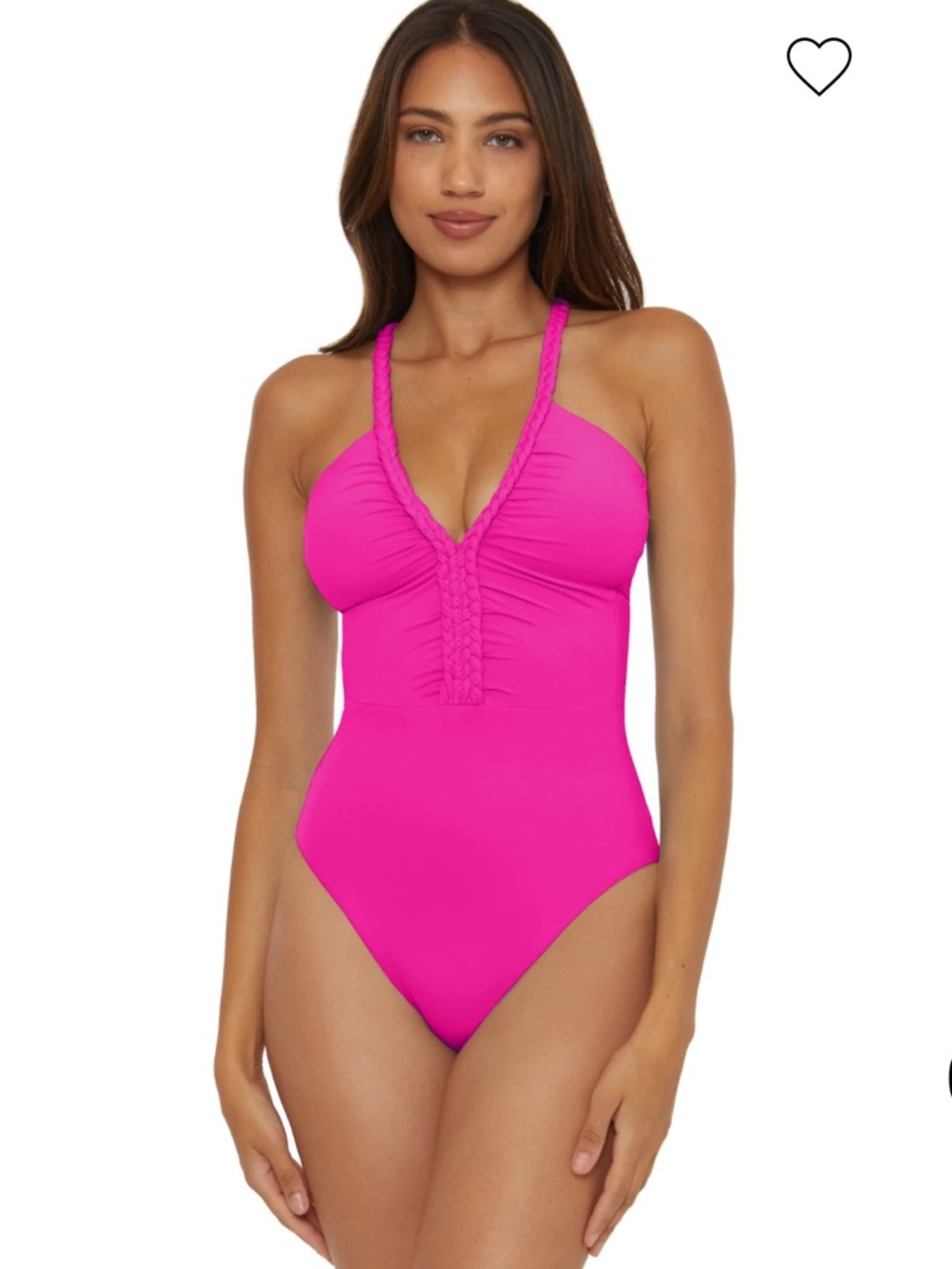 Braided Halter One-Piece Swimsuit - Hot Pink